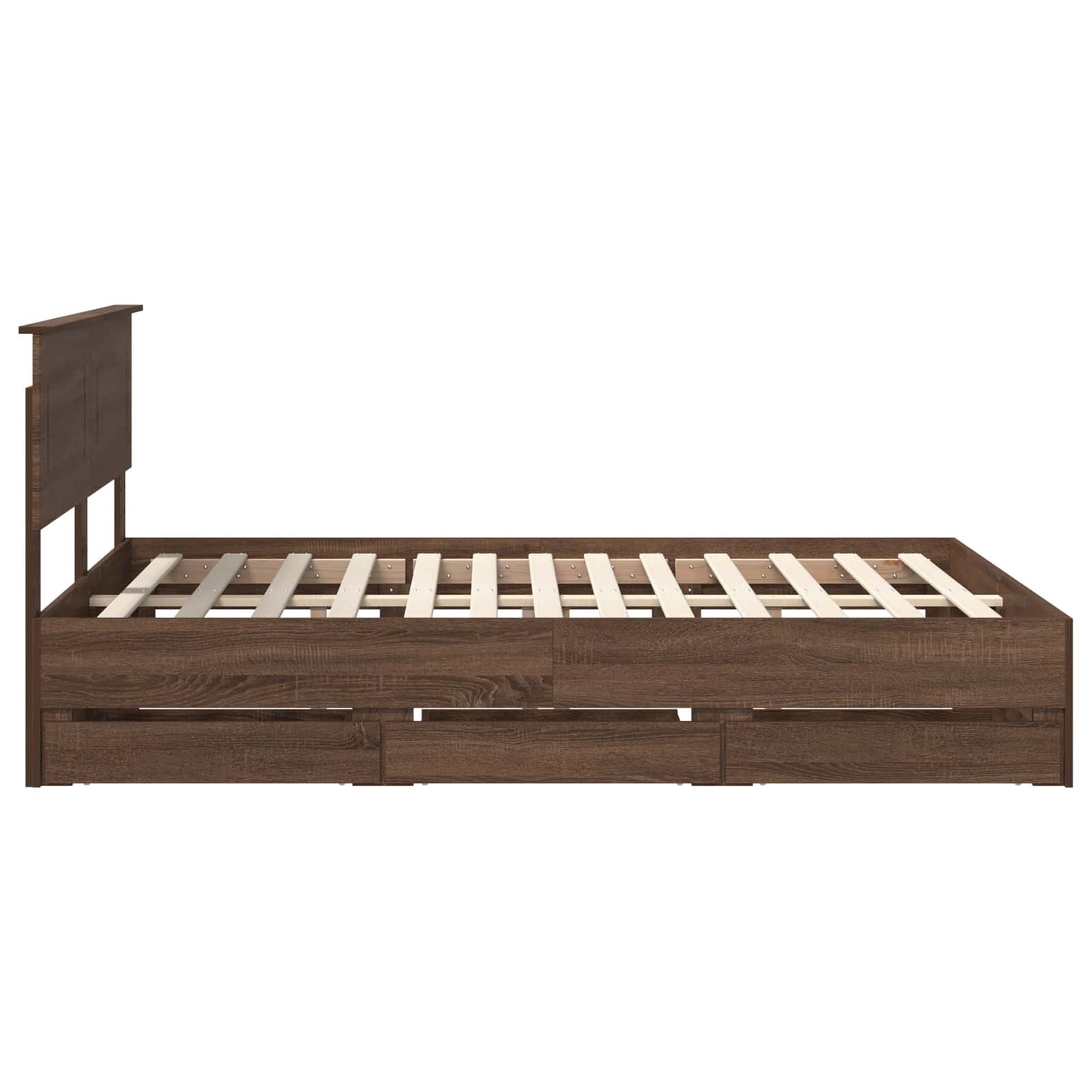 vidaXL Bed Frame with Drawer Brown Oak 150 x 200 cm Engineer Wood