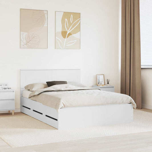 vidaXL Bed Frame with Drawer White 140 x 190 cm Engineer Wood