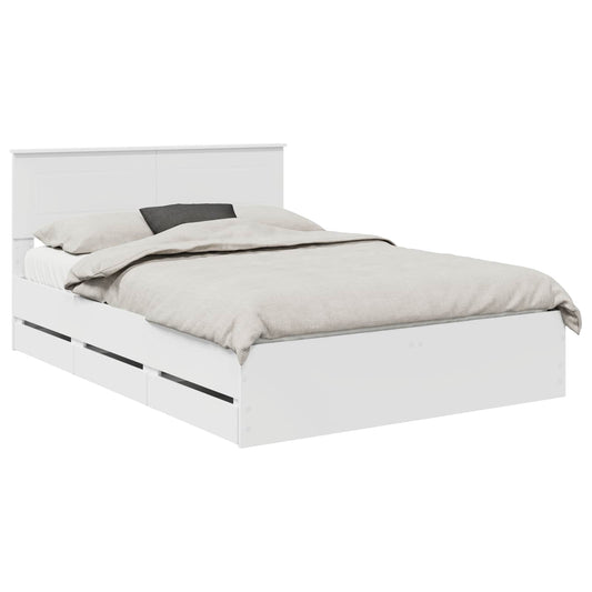 vidaXL Bed Frame with Drawer White 140 x 190 cm Engineer Wood