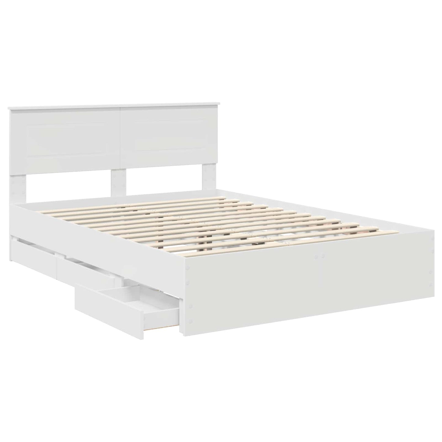 vidaXL Bed Frame with Drawer White 140 x 190 cm Engineer Wood