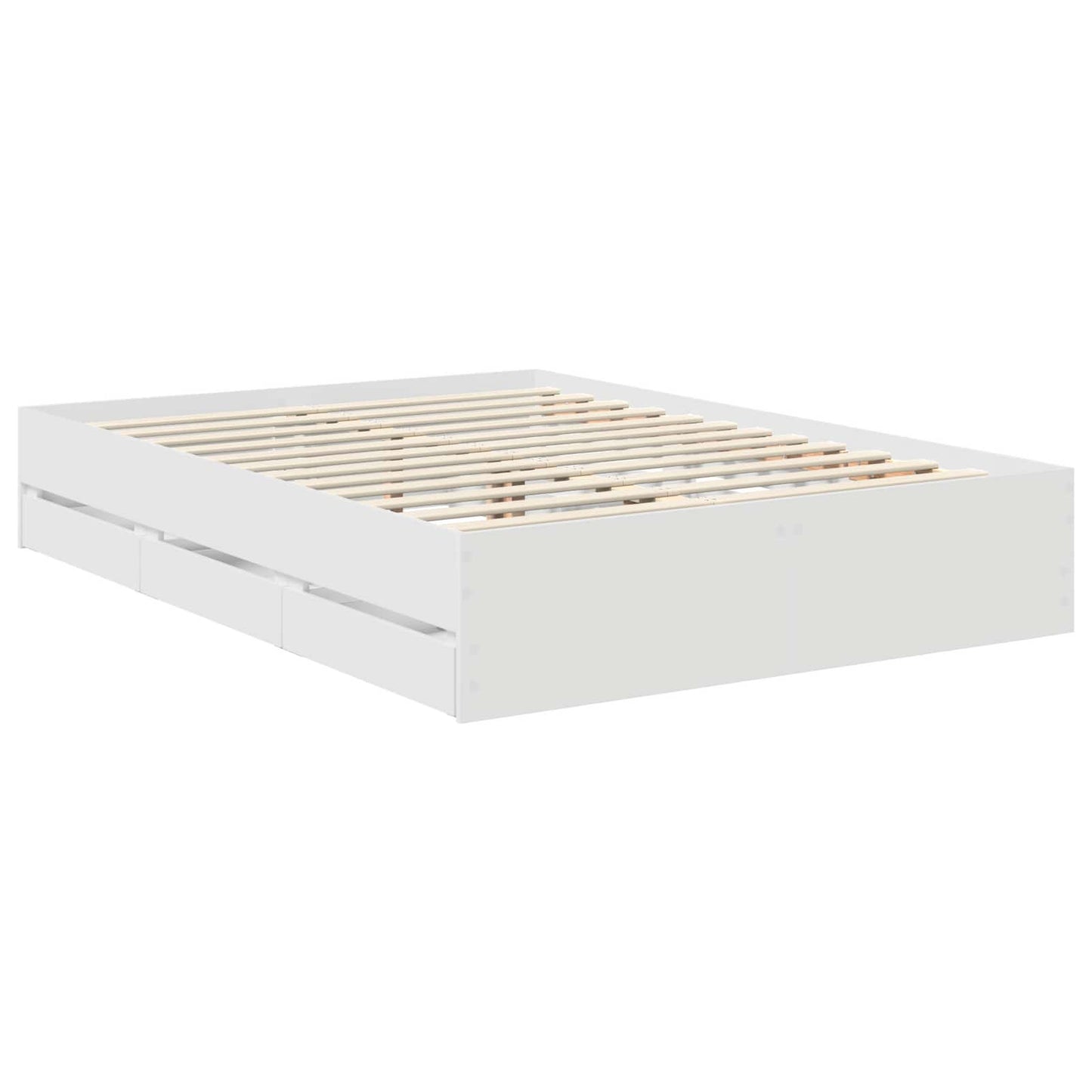 vidaXL Bed Frame with Drawer White 140 x 190 cm Engineer Wood