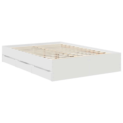 vidaXL Bed Frame with Drawer White 140 x 190 cm Engineer Wood