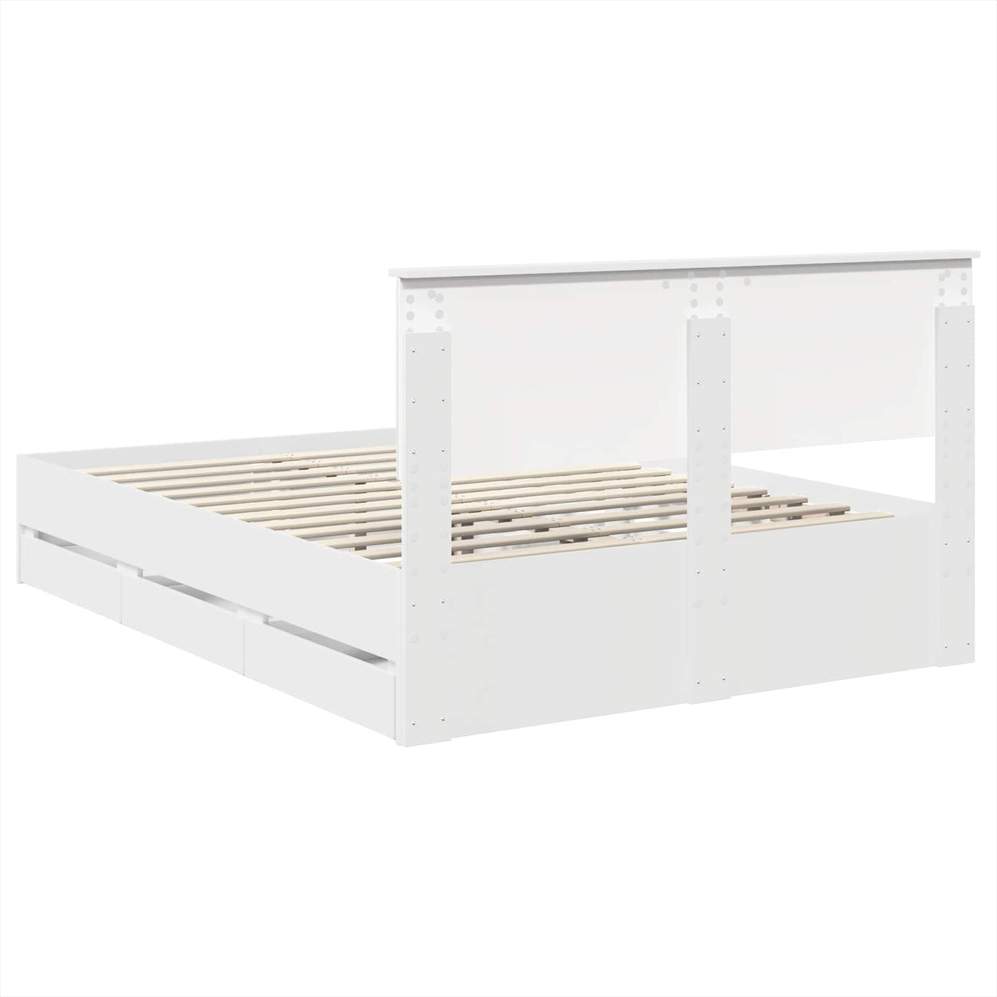 vidaXL Bed Frame with Drawer White 140 x 190 cm Engineer Wood