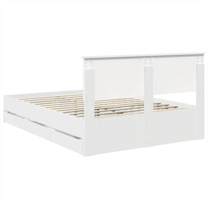 vidaXL Bed Frame with Drawer White 140 x 190 cm Engineer Wood