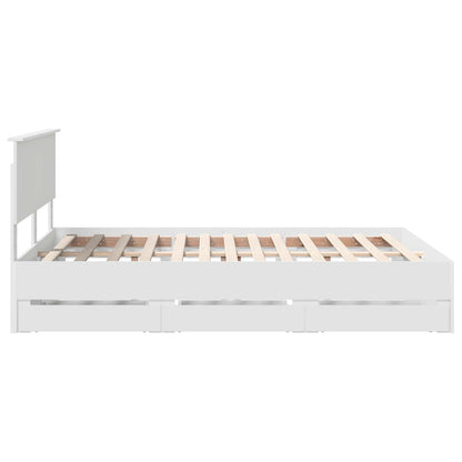 vidaXL Bed Frame with Drawer White 140 x 190 cm Engineer Wood