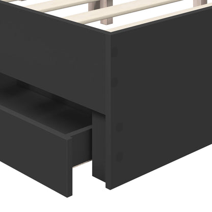 vidaXL Bed Frame with Drawer Black 140 x 190 cm Engineer Wood