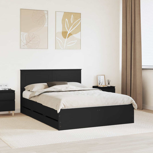 vidaXL Bed Frame with Drawer Black 140 x 190 cm Engineer Wood