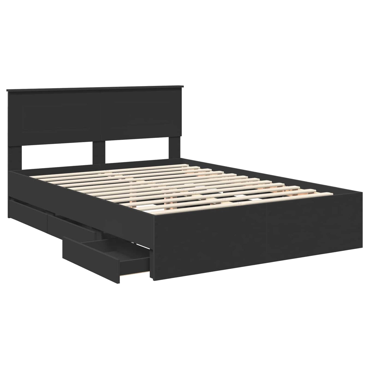 vidaXL Bed Frame with Drawer Black 140 x 190 cm Engineer Wood