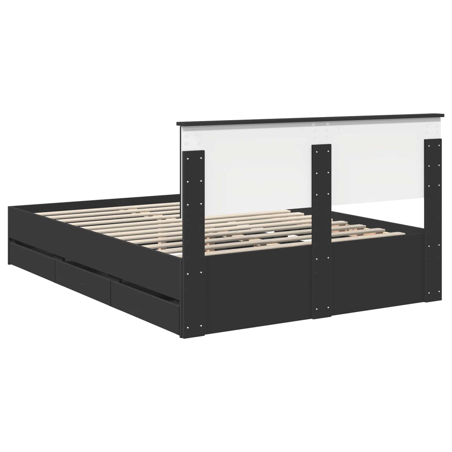 vidaXL Bed Frame with Drawer Black 140 x 190 cm Engineer Wood