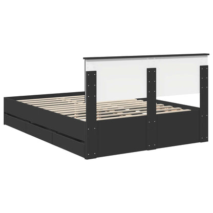 vidaXL Bed Frame with Drawer Black 140 x 190 cm Engineer Wood