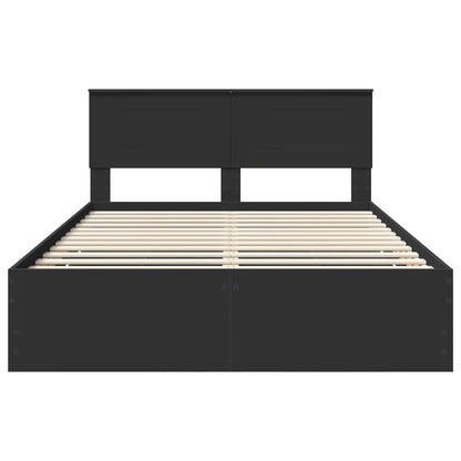 vidaXL Bed Frame with Drawer Black 140 x 190 cm Engineer Wood