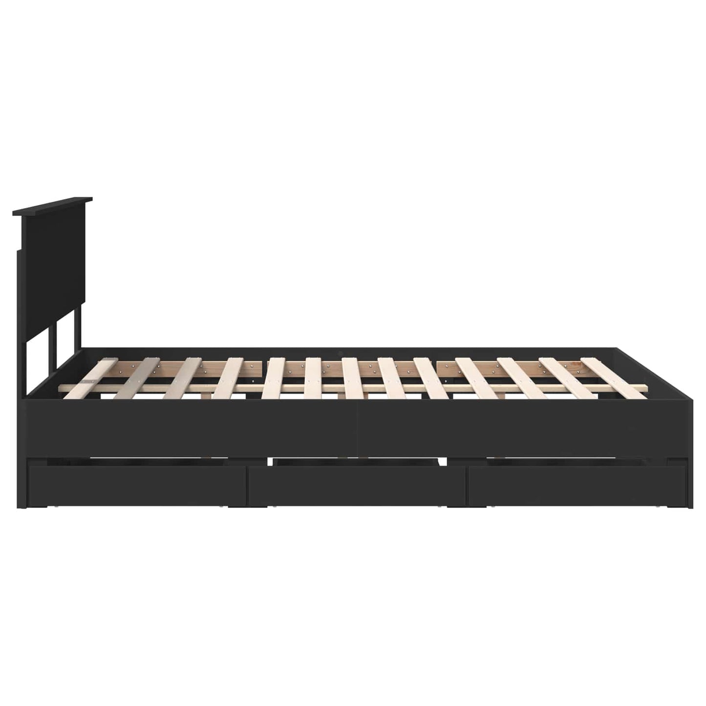 vidaXL Bed Frame with Drawer Black 140 x 190 cm Engineer Wood