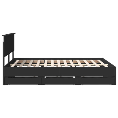 vidaXL Bed Frame with Drawer Black 140 x 190 cm Engineer Wood