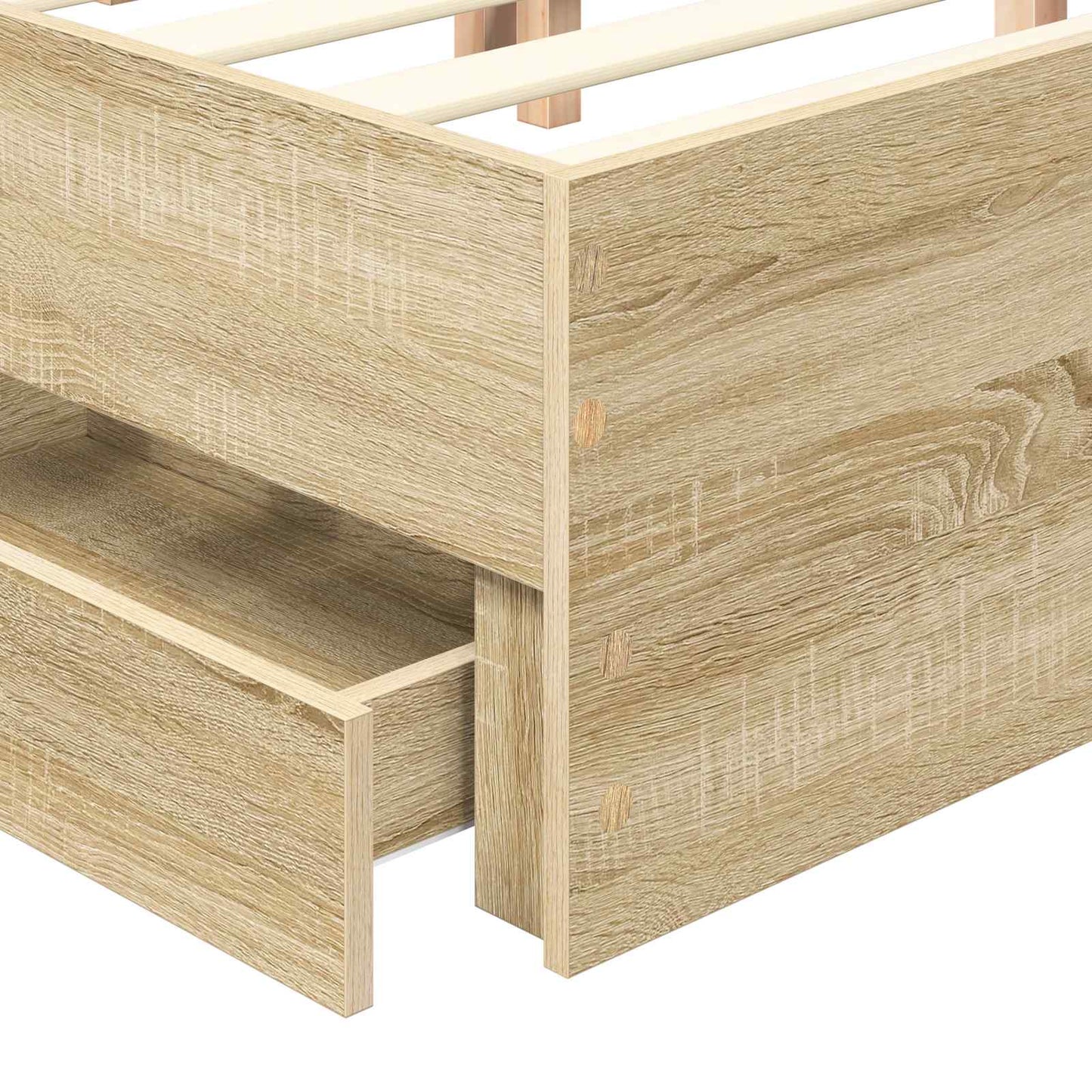 vidaXL Bed Frame with Drawer Sonoma Oak 140 x 190 cm Engineer Wood