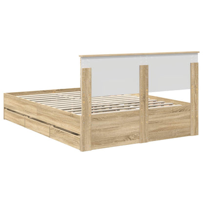 vidaXL Bed Frame with Drawer Sonoma Oak 140 x 190 cm Engineer Wood