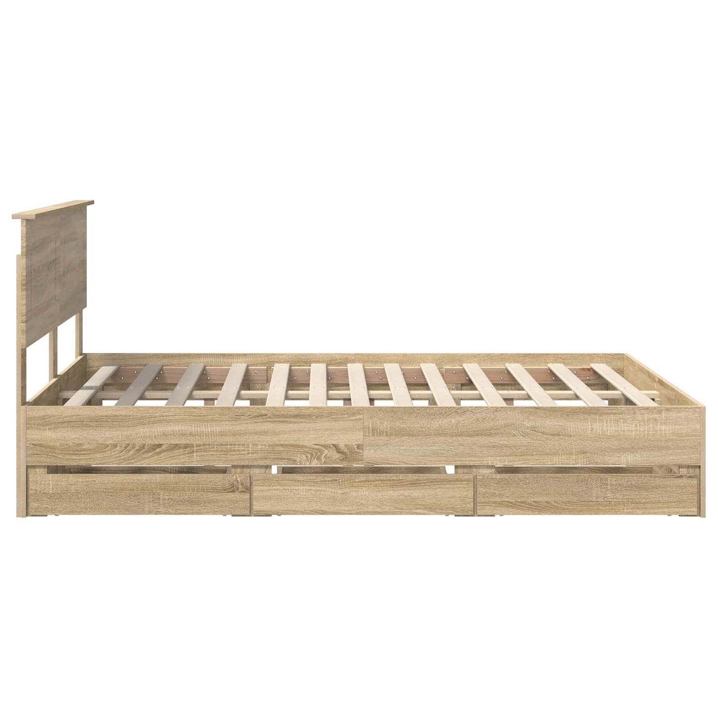vidaXL Bed Frame with Drawer Sonoma Oak 140 x 190 cm Engineer Wood