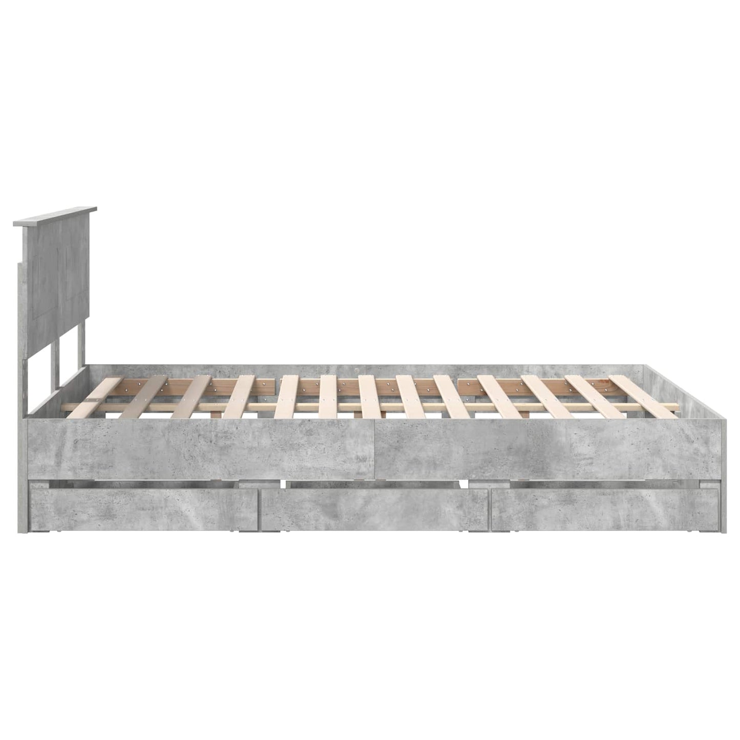 vidaXL Bed Frame with Drawer Concrete Grey 140 x 190 cm Engineer Wood