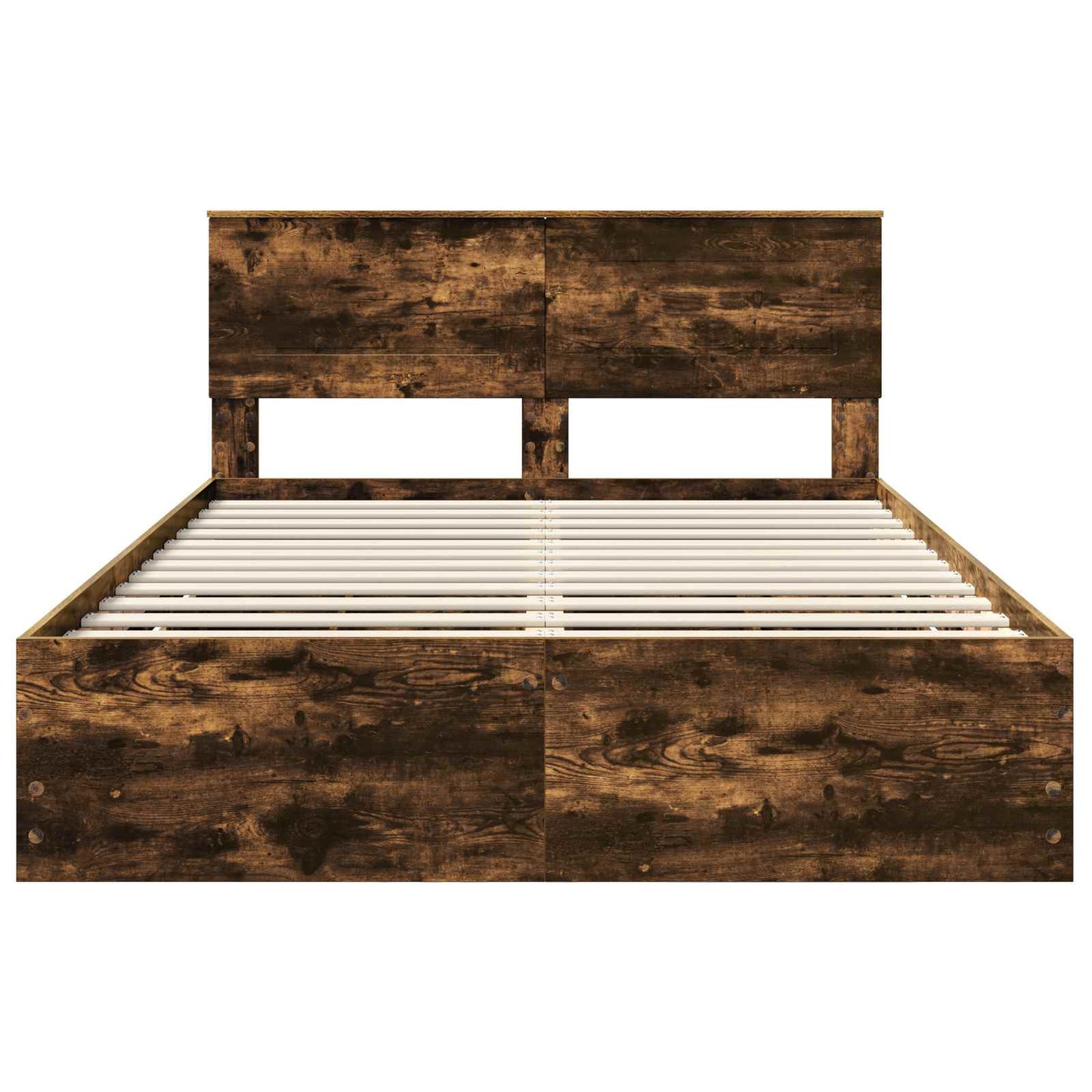vidaXL Bed Frame with Drawer Smoked Oak 140 x 190 cm Engineer Wood