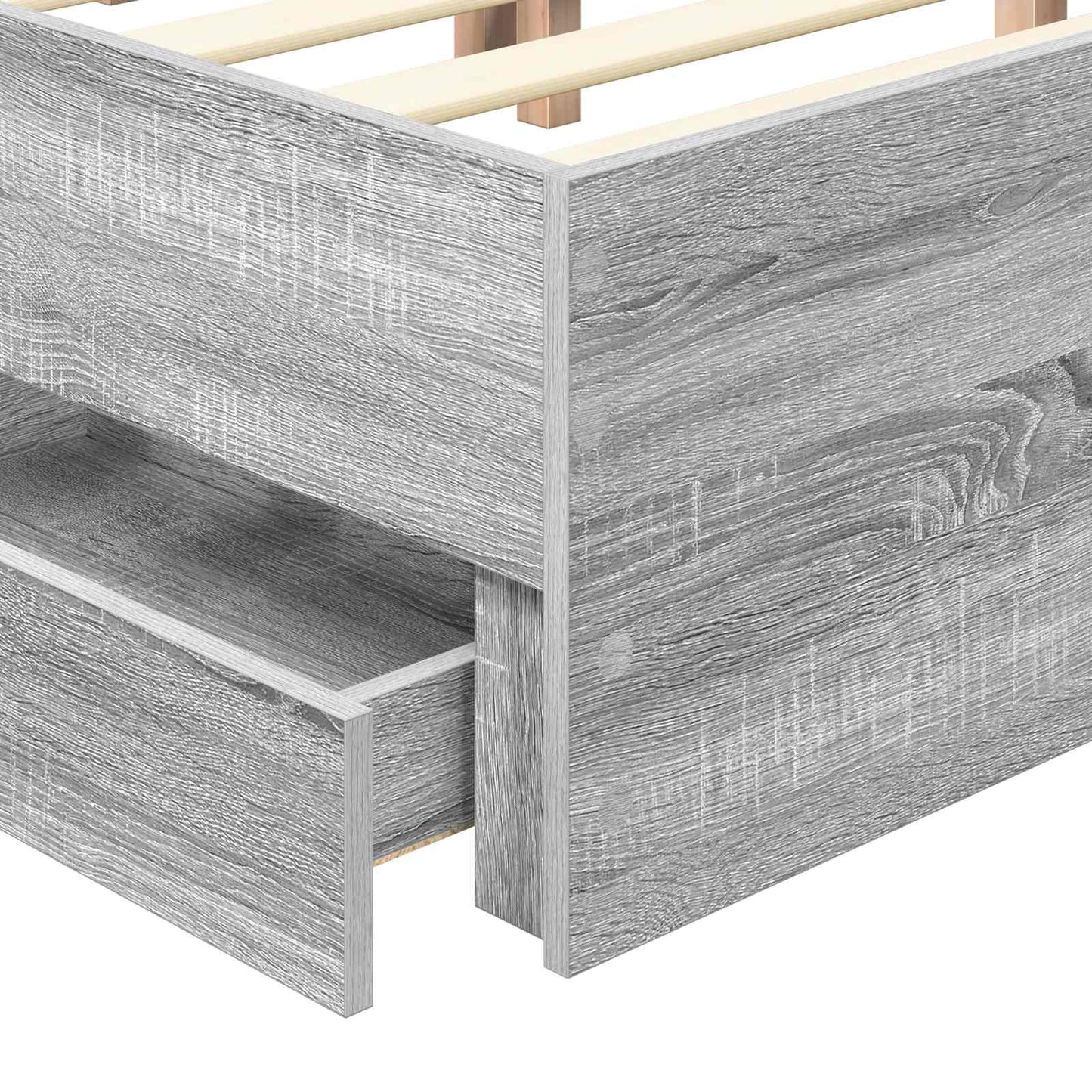 vidaXL Bed Frame with Drawer Grey Sonoma 140 x 190 cm Engineer Wood