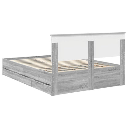vidaXL Bed Frame with Drawer Grey Sonoma 140 x 190 cm Engineer Wood