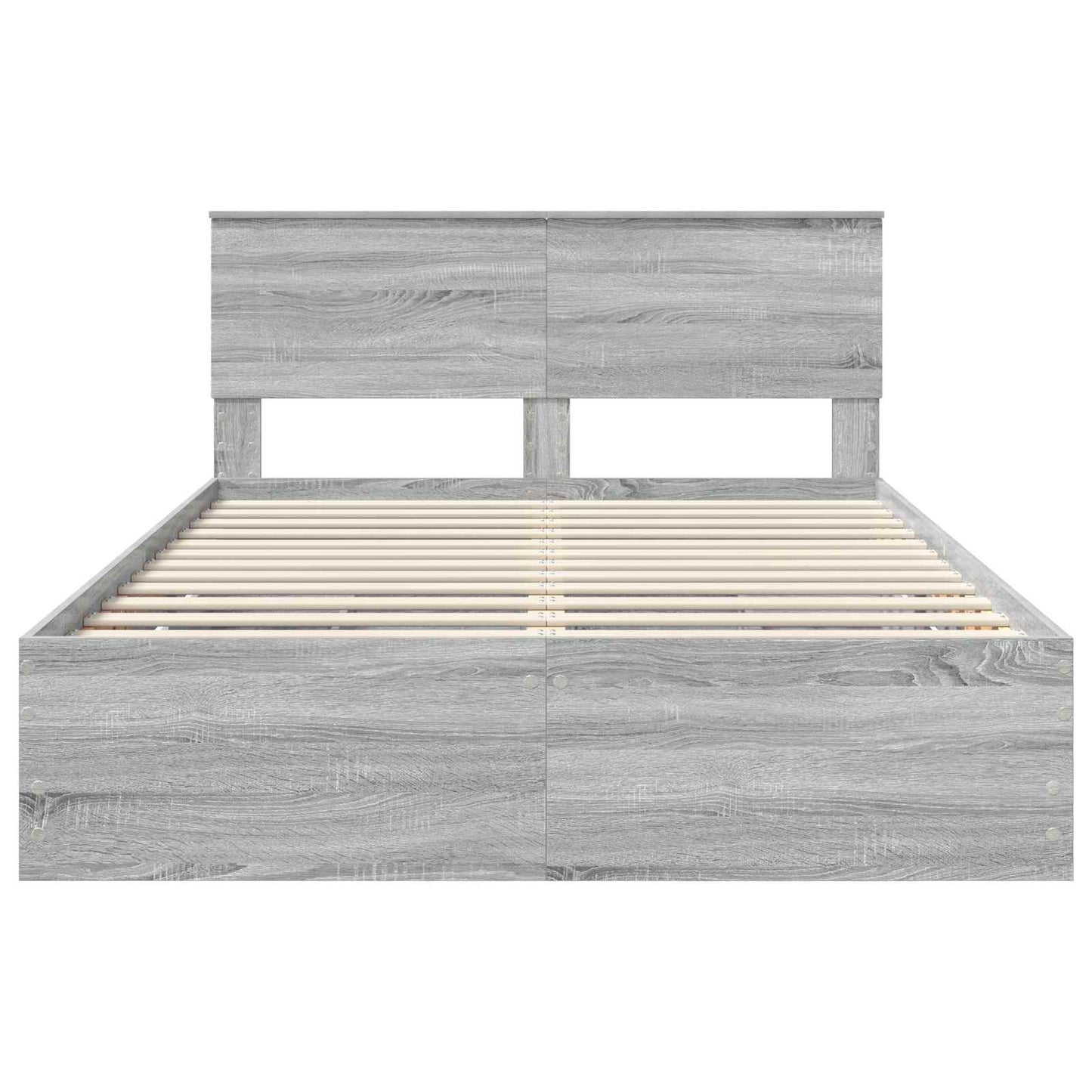 vidaXL Bed Frame with Drawer Grey Sonoma 140 x 190 cm Engineer Wood