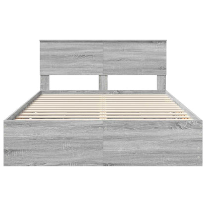 vidaXL Bed Frame with Drawer Grey Sonoma 140 x 190 cm Engineer Wood