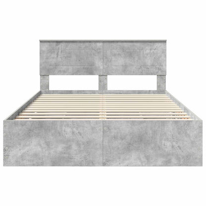 vidaXL Bed Frame with Drawer Concrete Grey 140 x 200 cm Engineer Wood