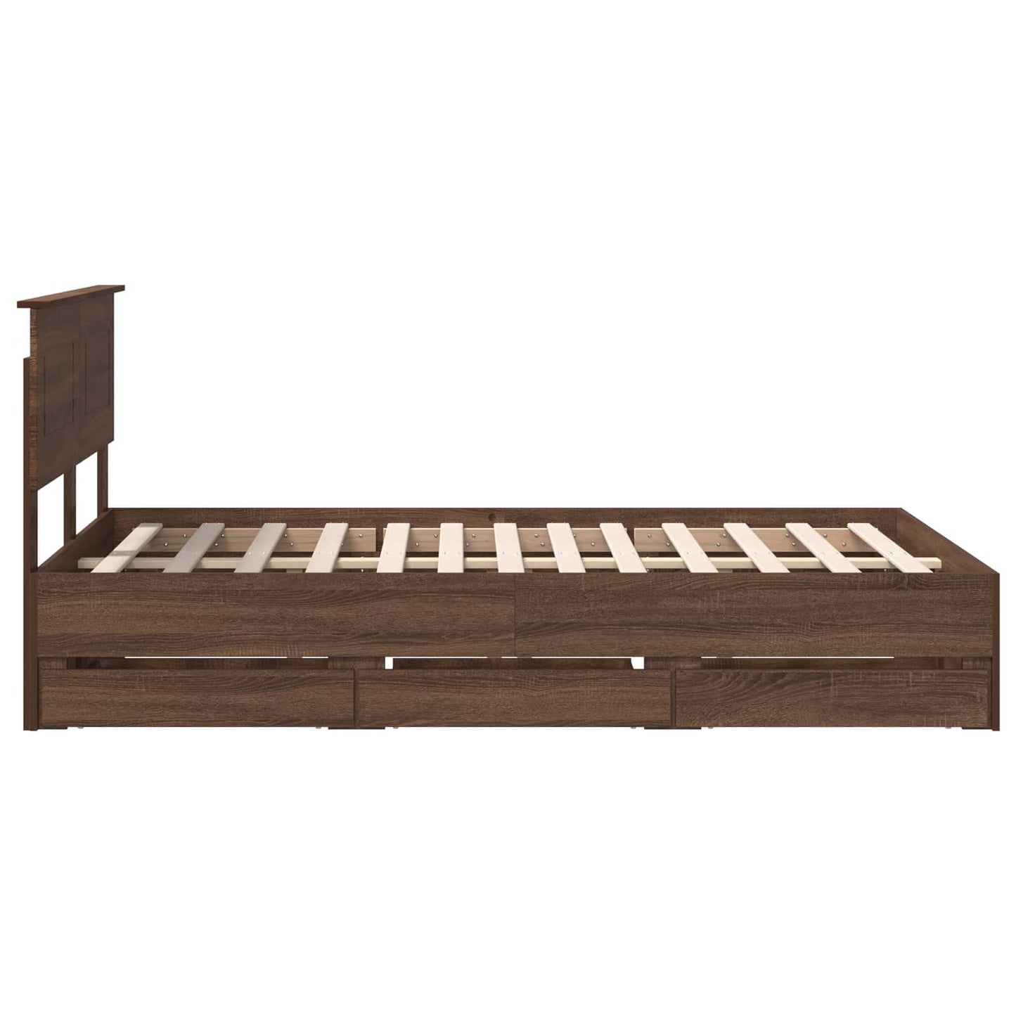 vidaXL Bed Frame with Drawer Brown Oak 135 x 190 cm Engineer Wood