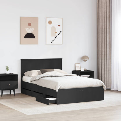 vidaXL Bed Frame with Drawer Black 120 x 190 cm Engineer Wood