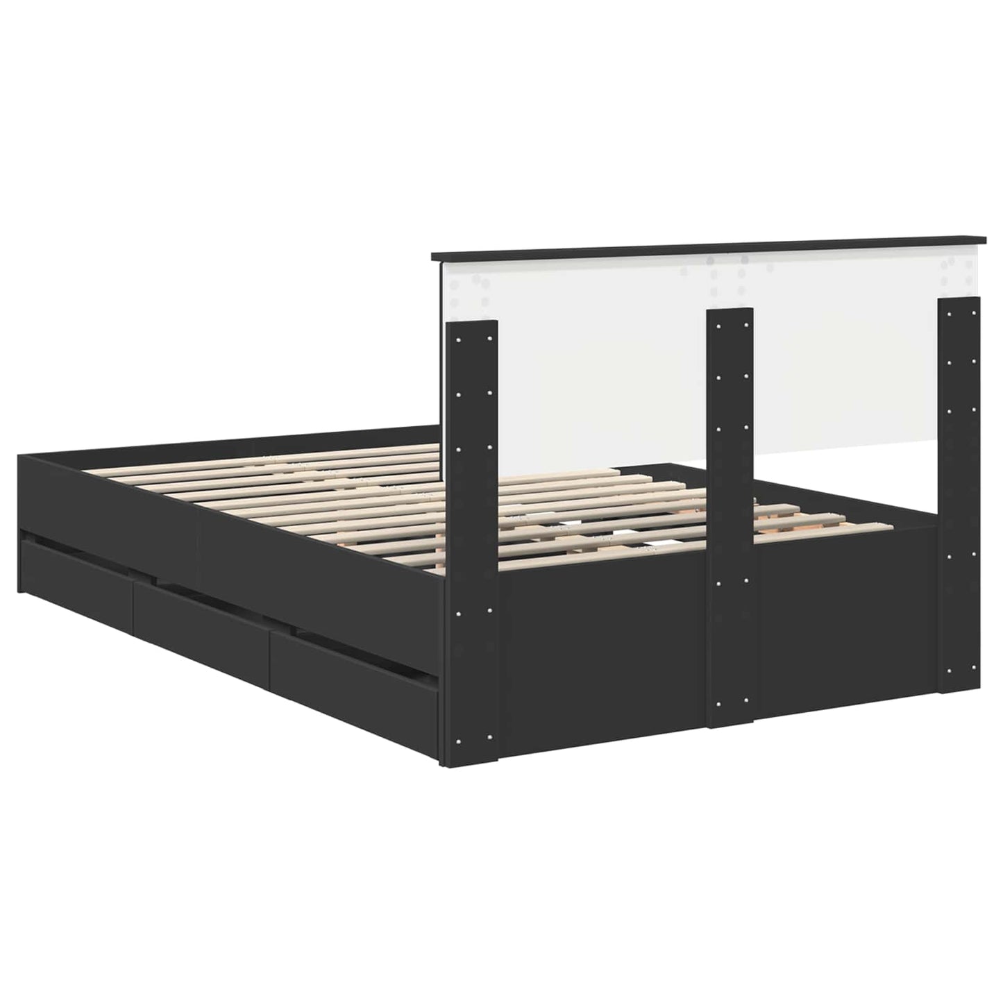 vidaXL Bed Frame with Drawer Black 120 x 190 cm Engineer Wood