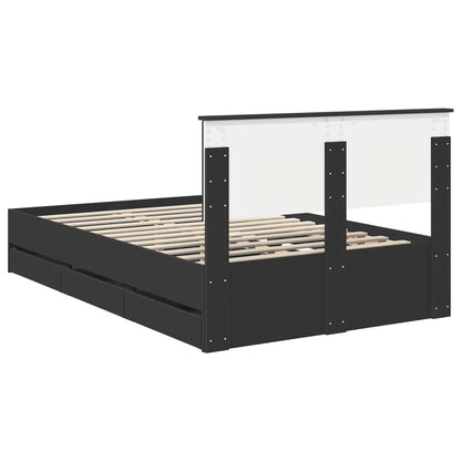 vidaXL Bed Frame with Drawer Black 120 x 190 cm Engineer Wood