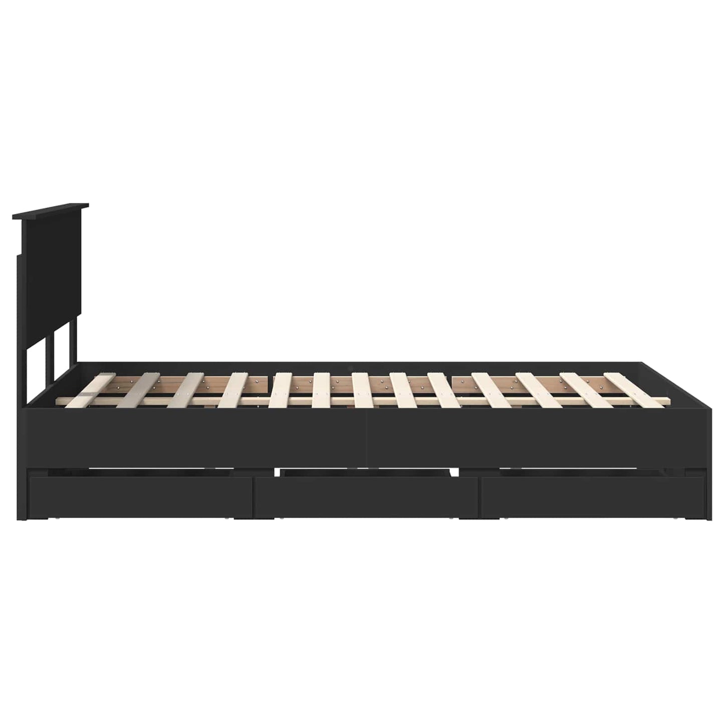 vidaXL Bed Frame with Drawer Black 120 x 190 cm Engineer Wood