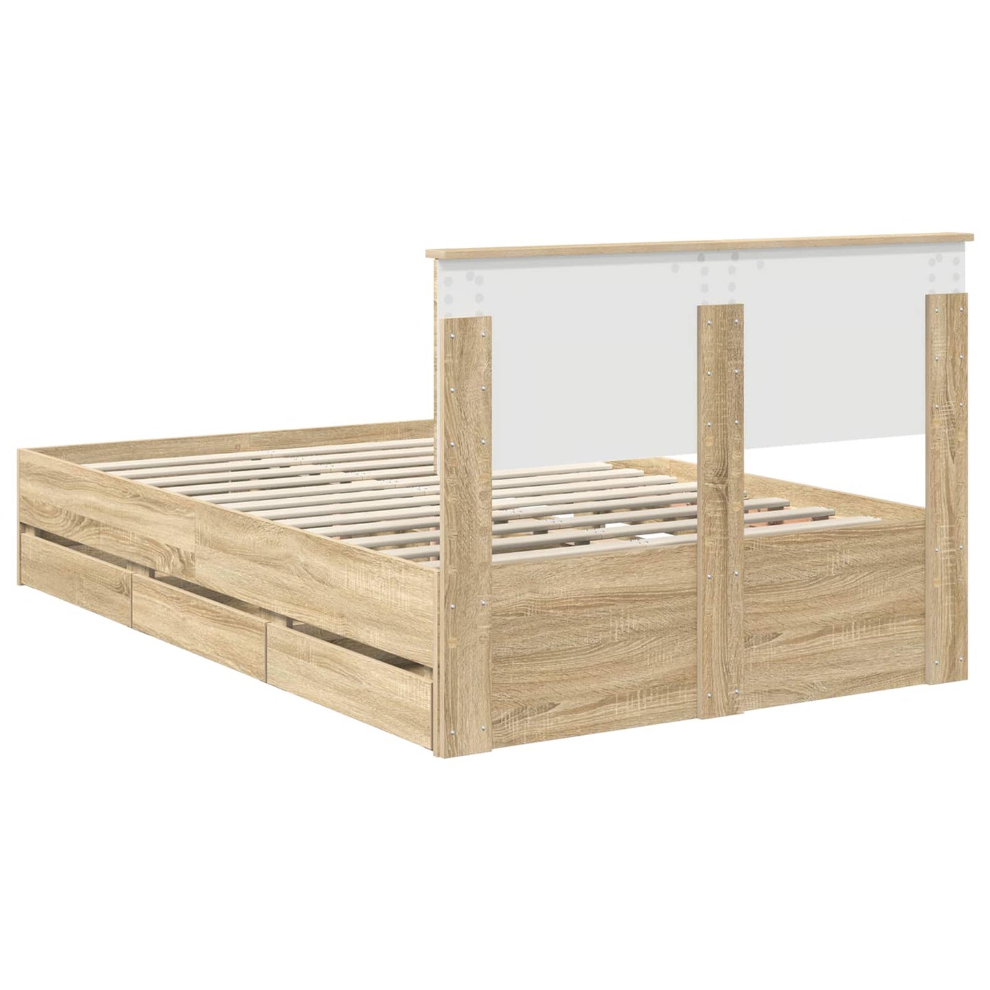 vidaXL Bed Frame with Drawer Sonoma Oak 120 x 190 cm Engineer Wood