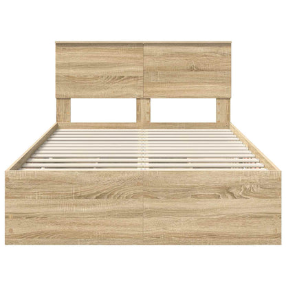 vidaXL Bed Frame with Drawer Sonoma Oak 120 x 190 cm Engineer Wood