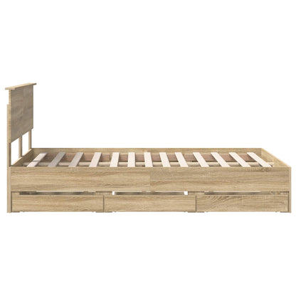 vidaXL Bed Frame with Drawer Sonoma Oak 120 x 190 cm Engineer Wood