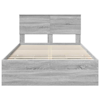 vidaXL Bed Frame with Drawer Grey Sonoma 120 x 190 cm Engineer Wood