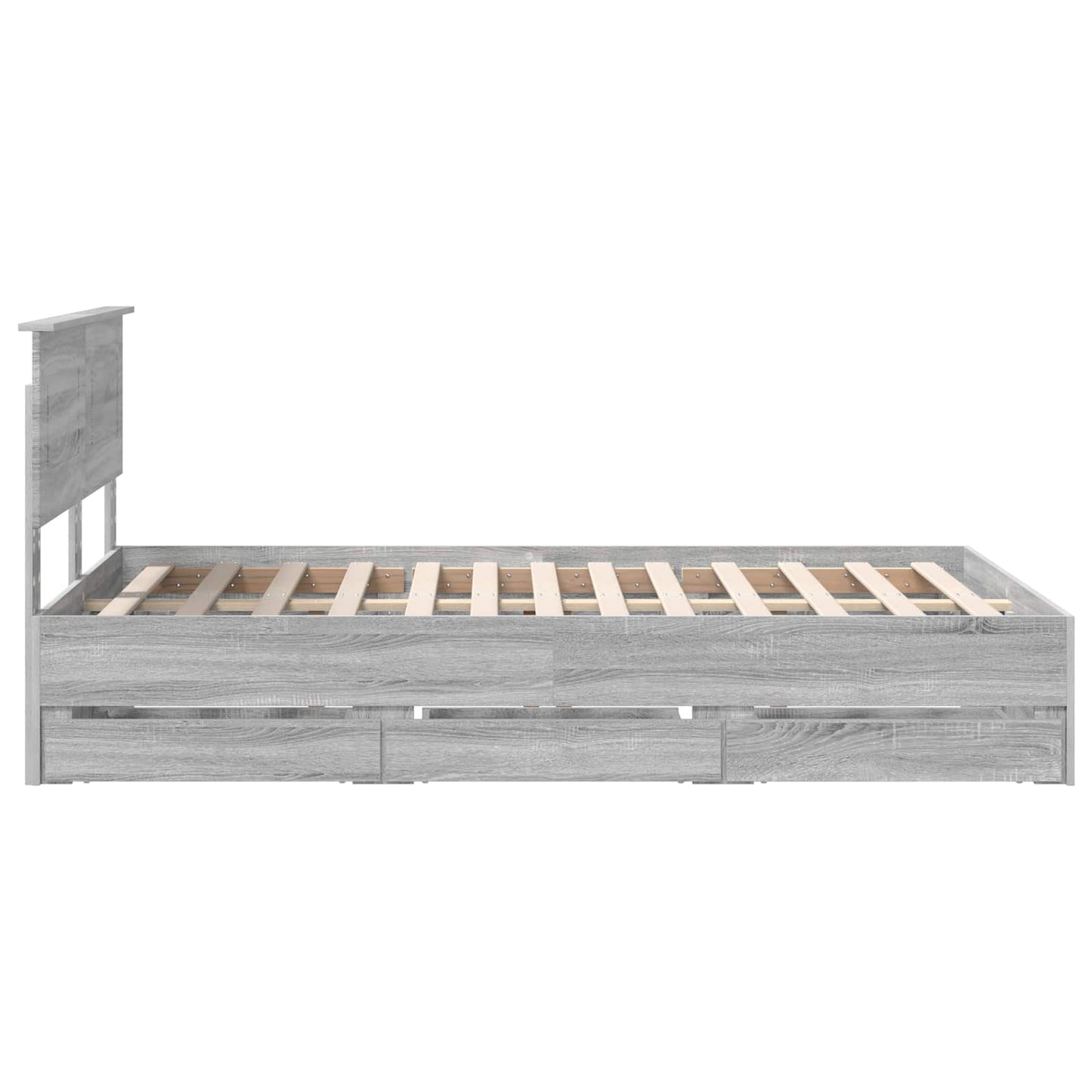 vidaXL Bed Frame with Drawer Grey Sonoma 120 x 190 cm Engineer Wood