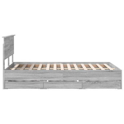vidaXL Bed Frame with Drawer Grey Sonoma 120 x 190 cm Engineer Wood