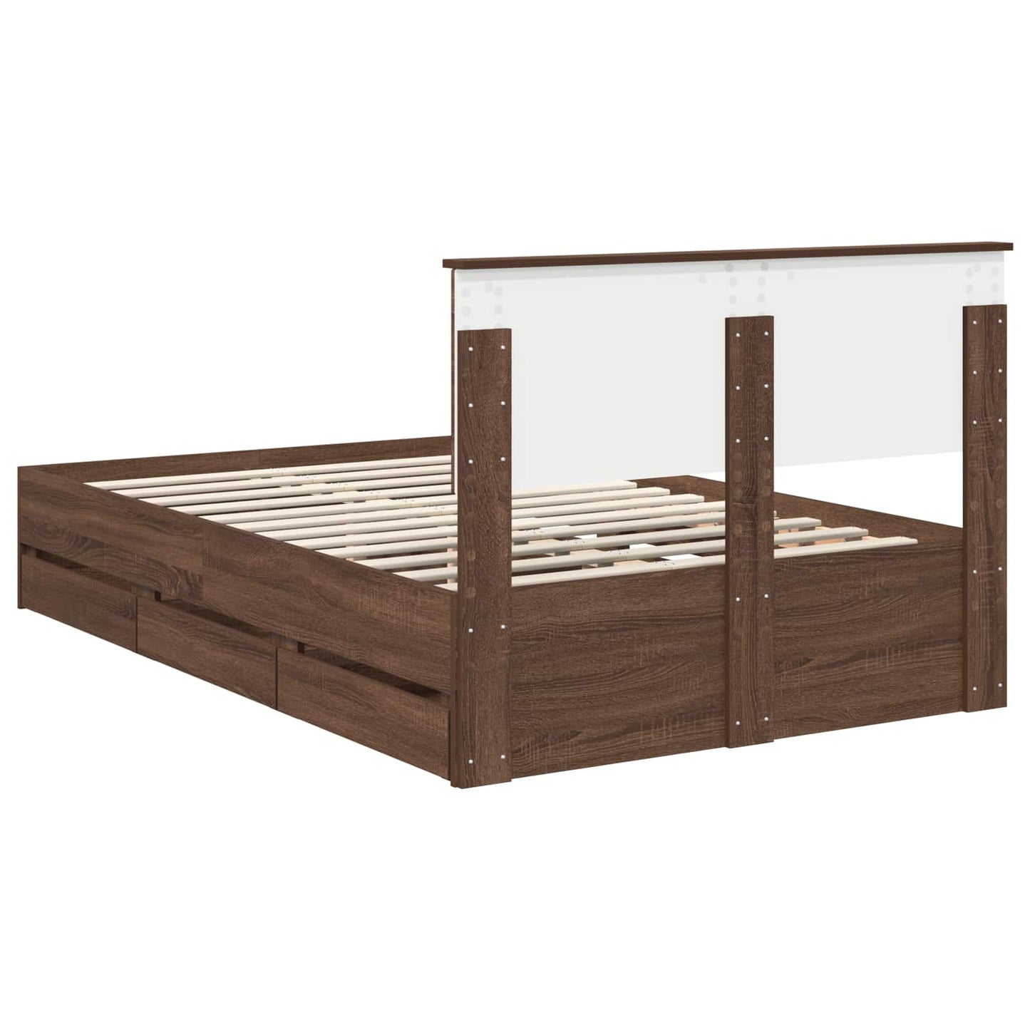 vidaXL Bed Frame with Drawer Brown Oak 120 x 190 cm Engineer Wood