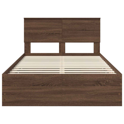 vidaXL Bed Frame with Drawer Brown Oak 120 x 190 cm Engineer Wood
