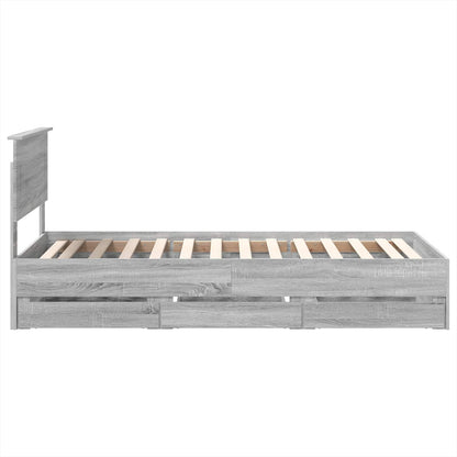 vidaXL Bed Frame with Drawer Grey Sonoma 100 x 200 cm Engineer Wood