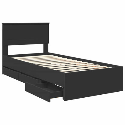 vidaXL Bed Frame with Drawer Black 90 x 190 cm Engineer Wood