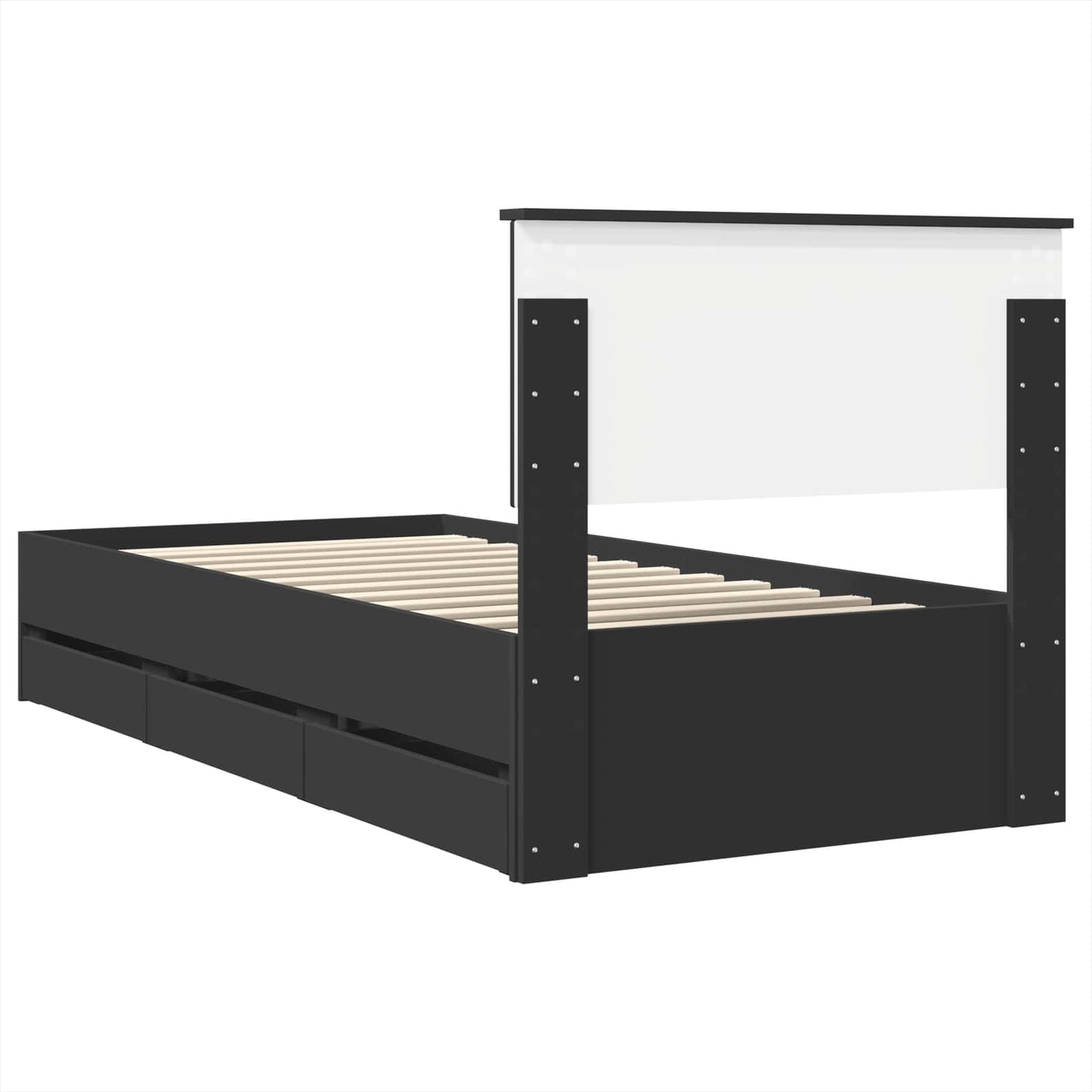 vidaXL Bed Frame with Drawer Black 90 x 190 cm Engineer Wood