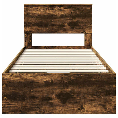 vidaXL Bed Frame with Drawer Smoked Oak 90 x 190 cm Engineer Wood