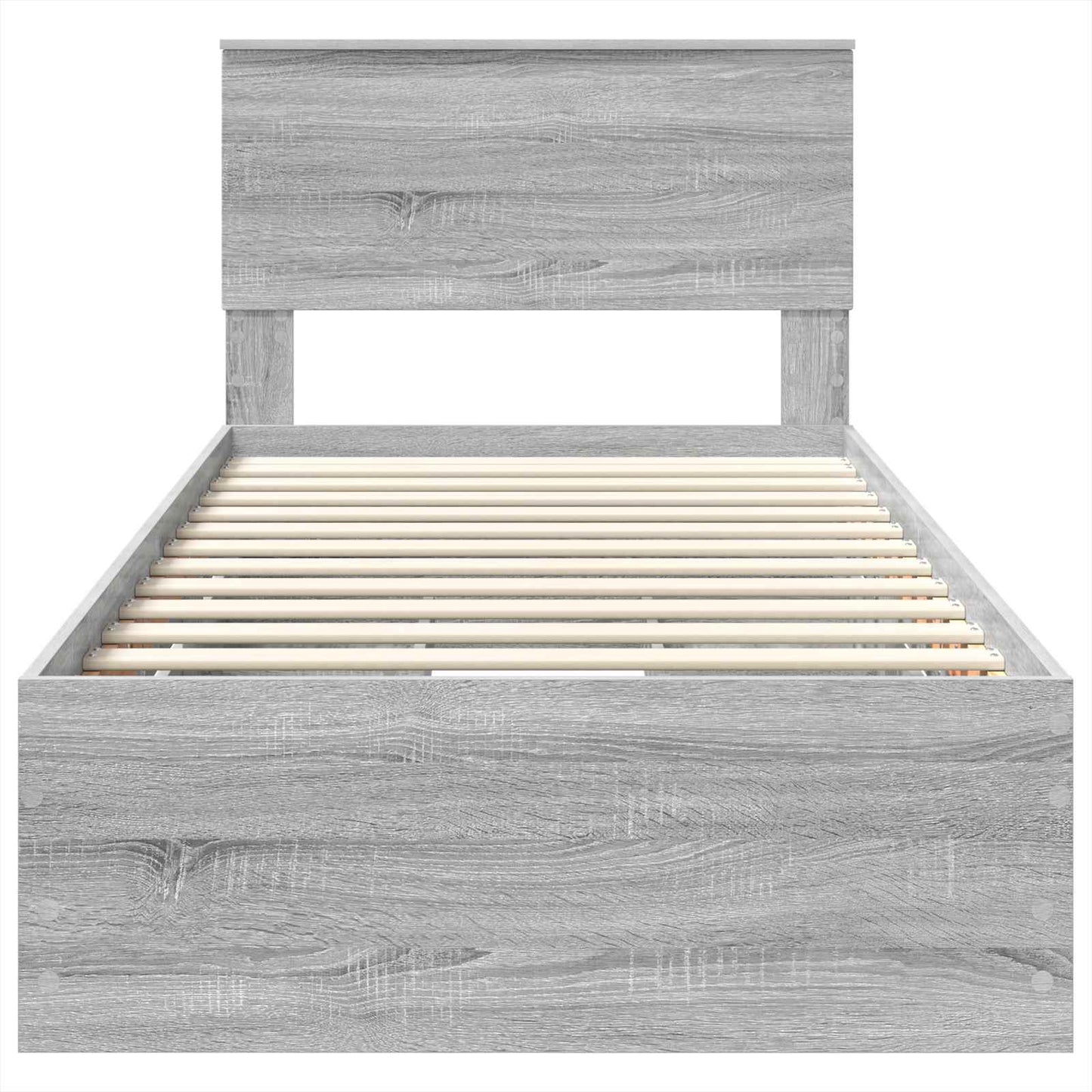 vidaXL Bed Frame with Drawer Grey Sonoma 90 x 190 cm Engineer Wood