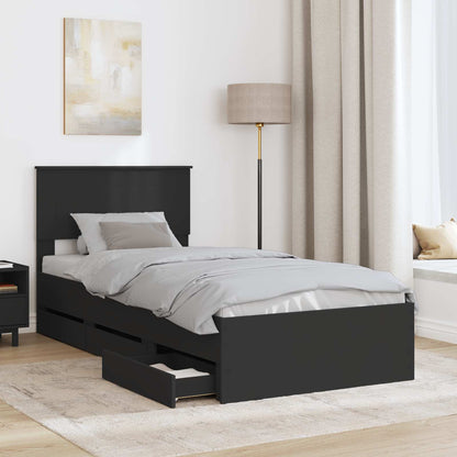 vidaXL Bed Frame with Drawer Black 90 x 200 cm Engineer Wood