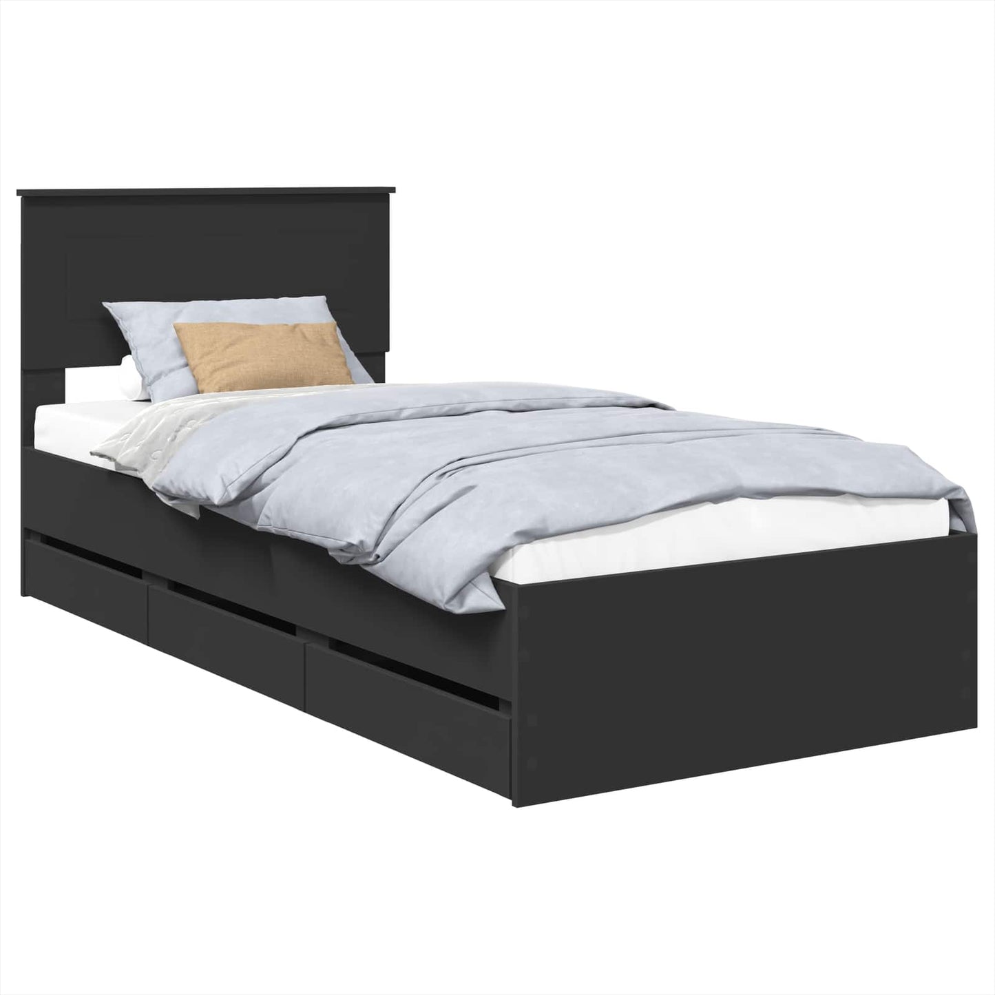 vidaXL Bed Frame with Drawer Black 90 x 200 cm Engineer Wood