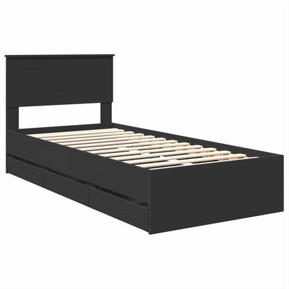 vidaXL Bed Frame with Drawer Black 90 x 200 cm Engineer Wood