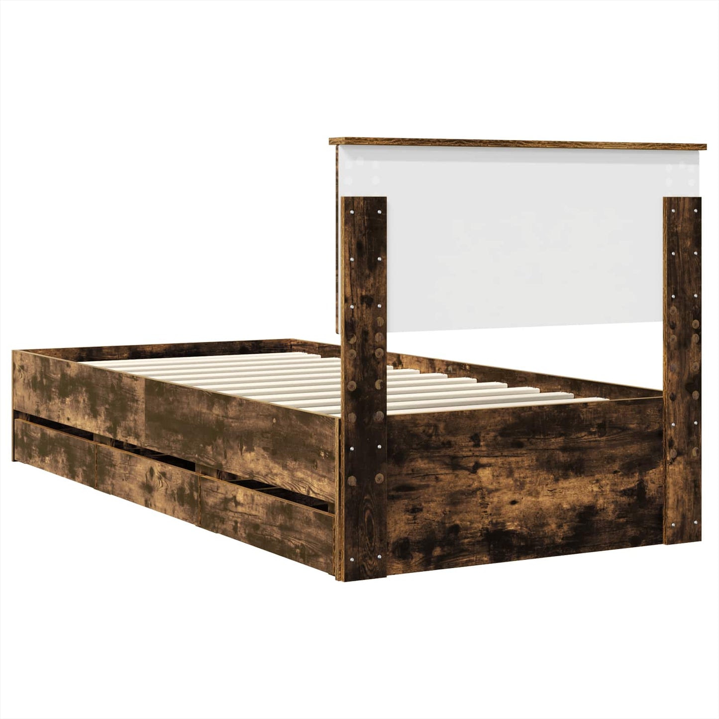 vidaXL Bed Frame with Drawer Smoked Oak 90 x 200 cm Engineer Wood