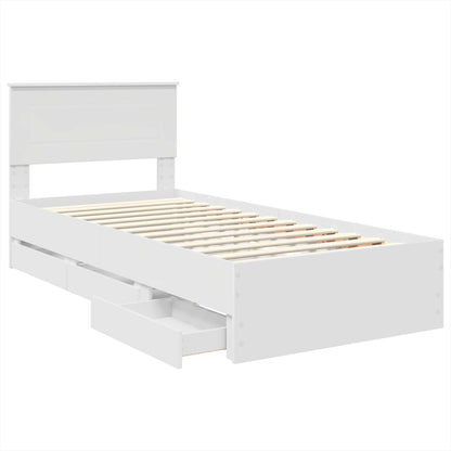 vidaXL Bed Frame with Drawer White 75 x 190 cm Engineer Wood